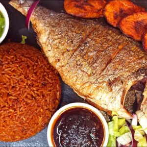 African Jollof Rice with Grilled Tilapia